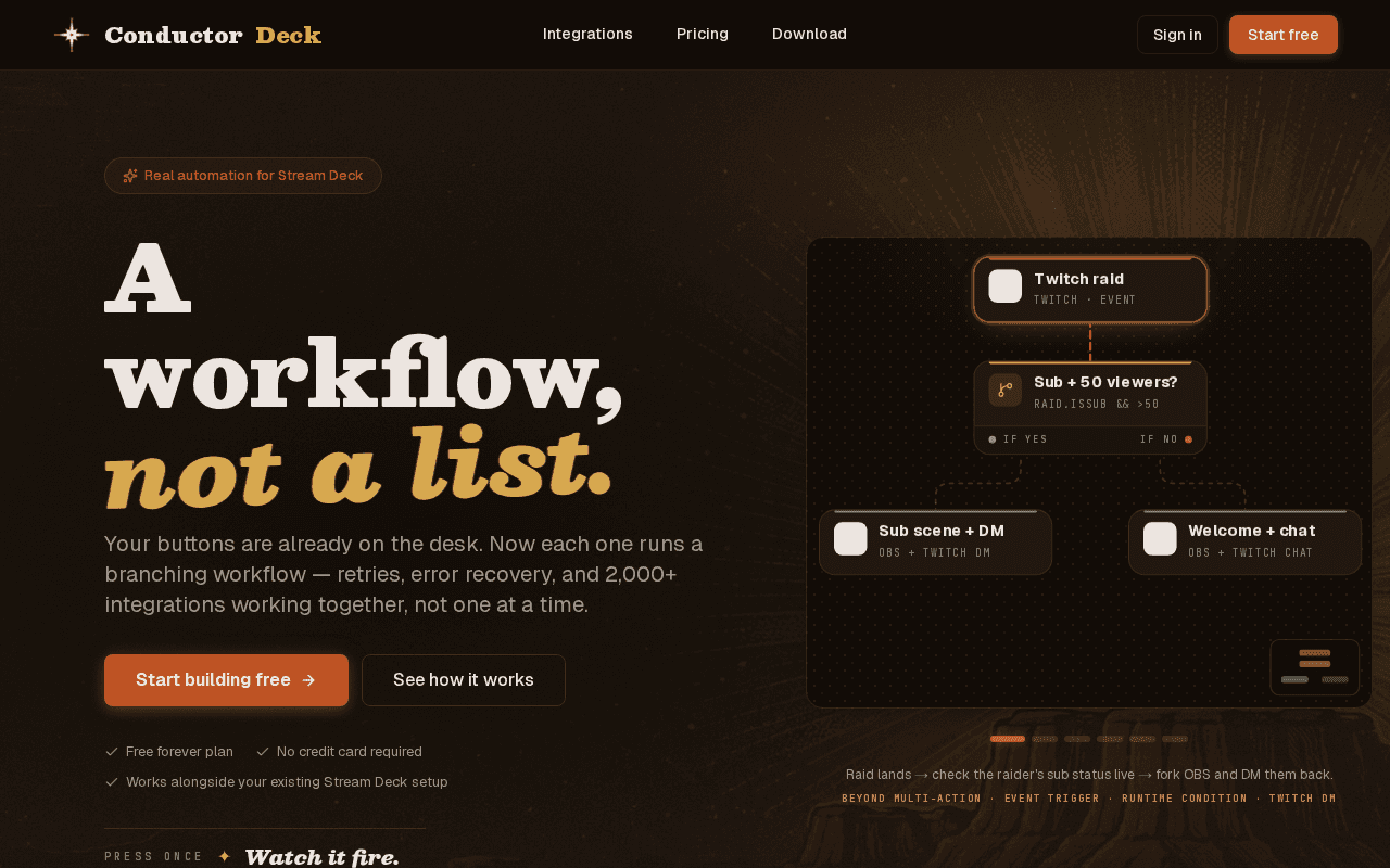 Conductor Deck — workflow automation for Stream Deck