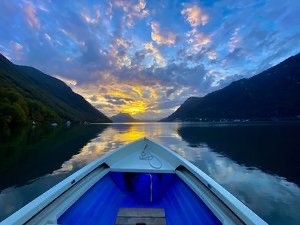 Lake Lugano viewed by boat