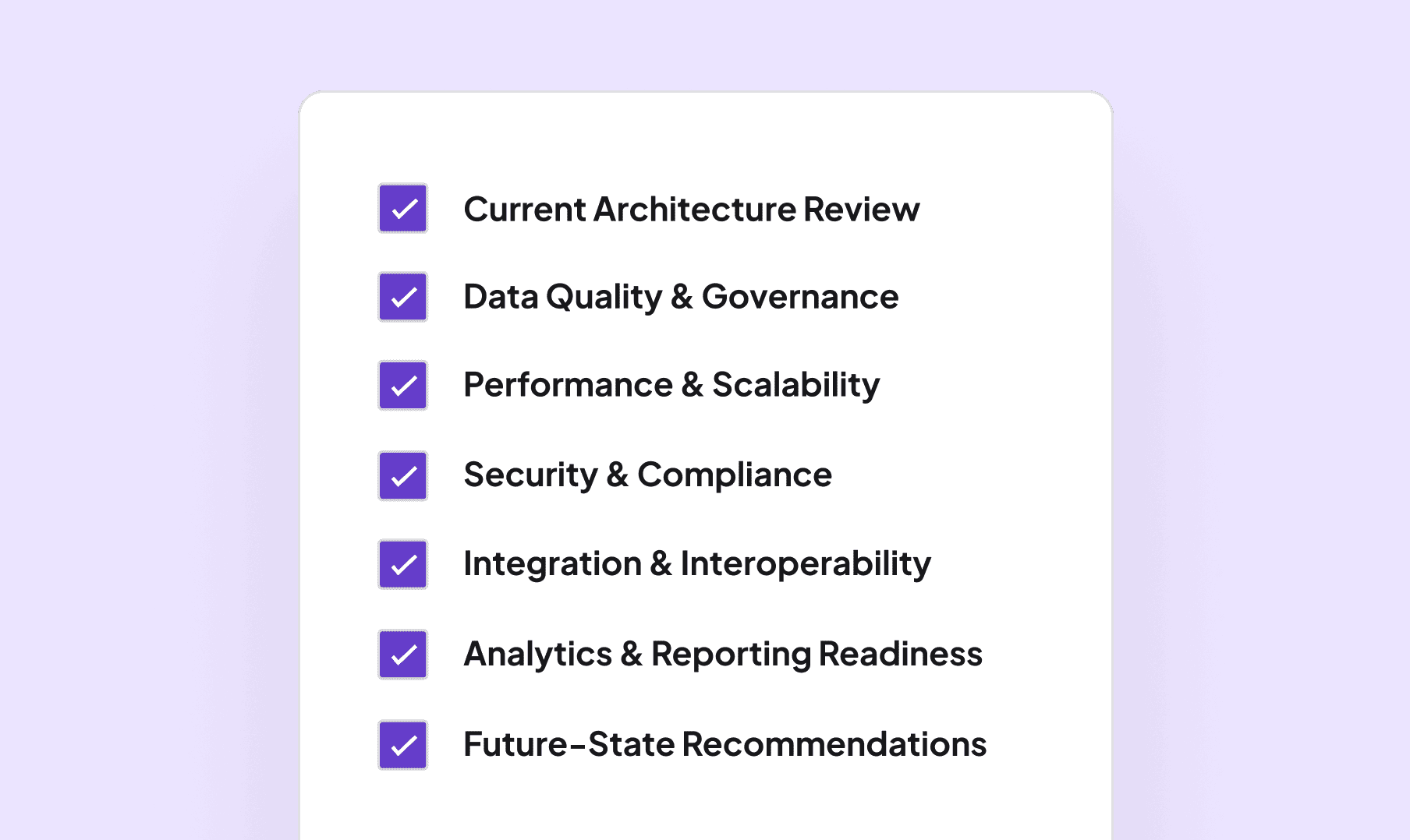 Data platform assessment checklist