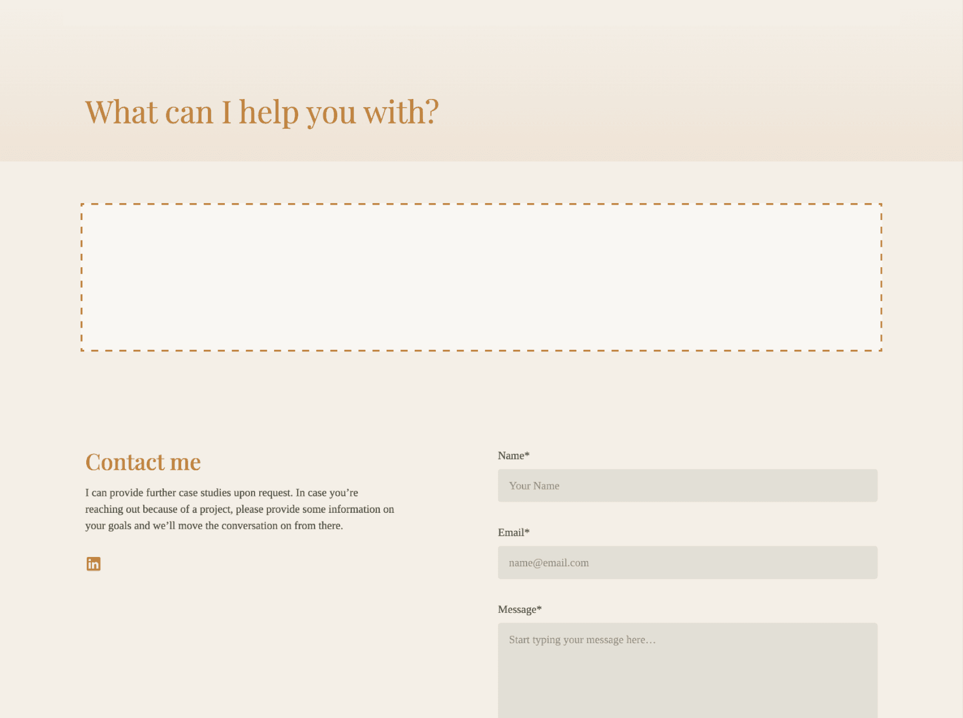 A service section editor, showing how you can highlight what you offer and convince potential clients to choose you with Copyfolio.