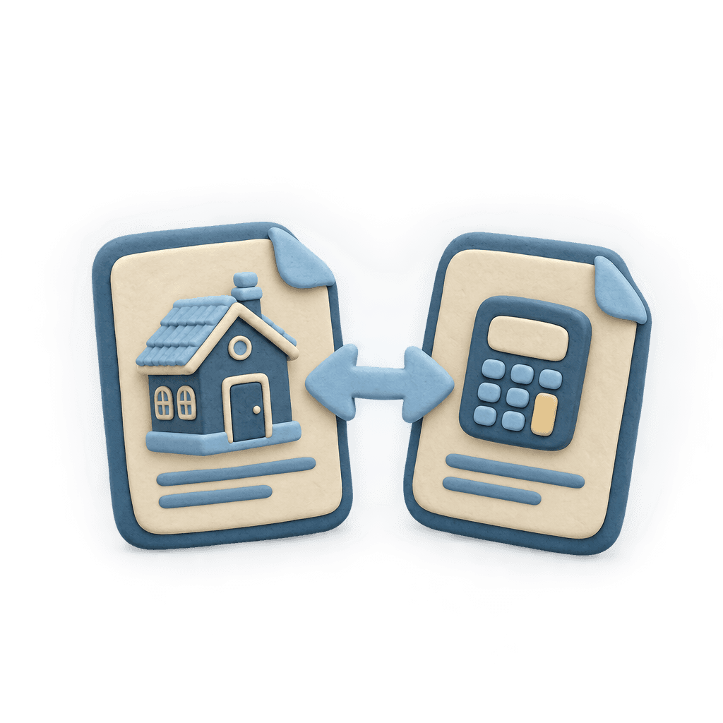 Clay illustration comparing mortgage options