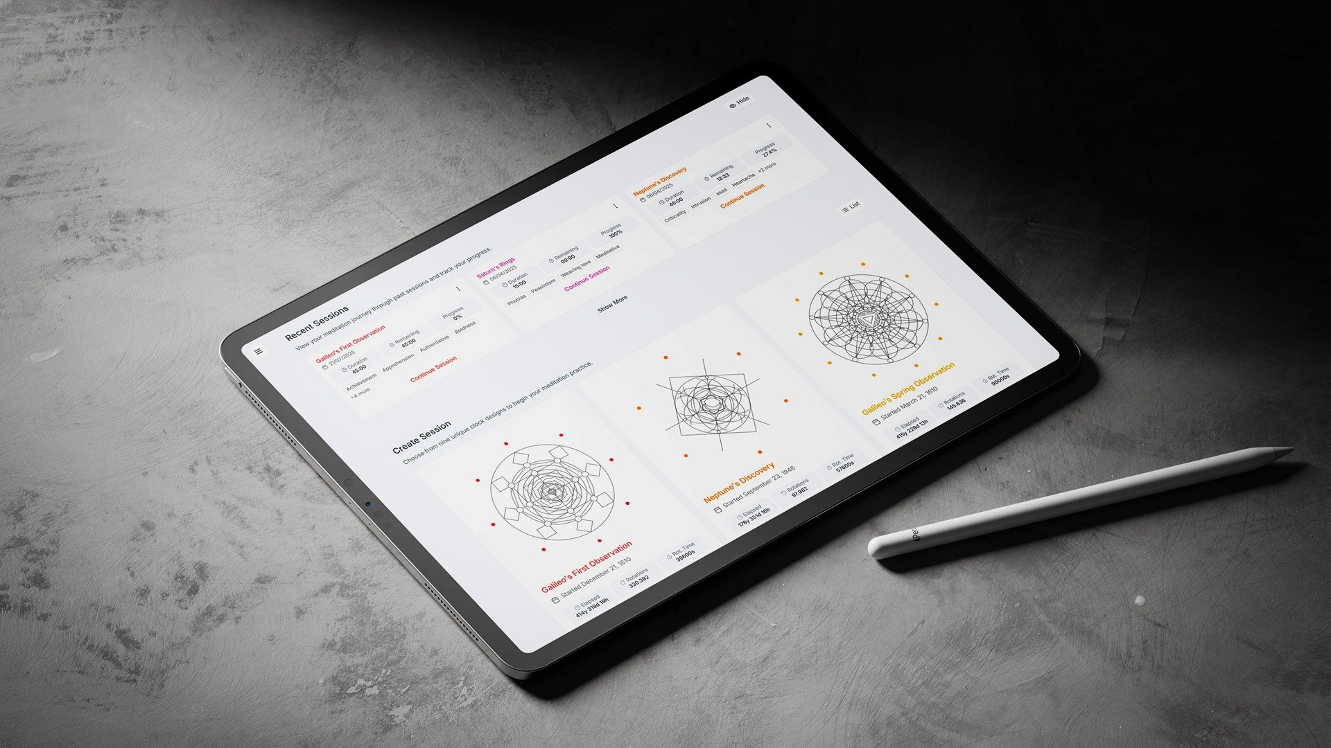 Ipad with Pencil displaying the 1M3 Application