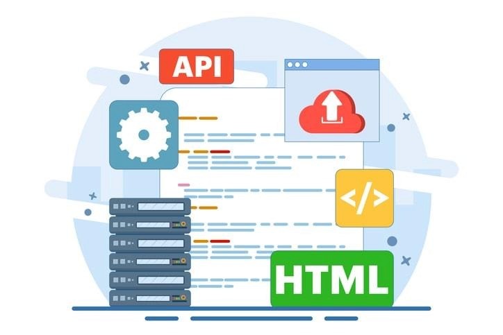A visual representation of HTML elements and tags used in web pages.