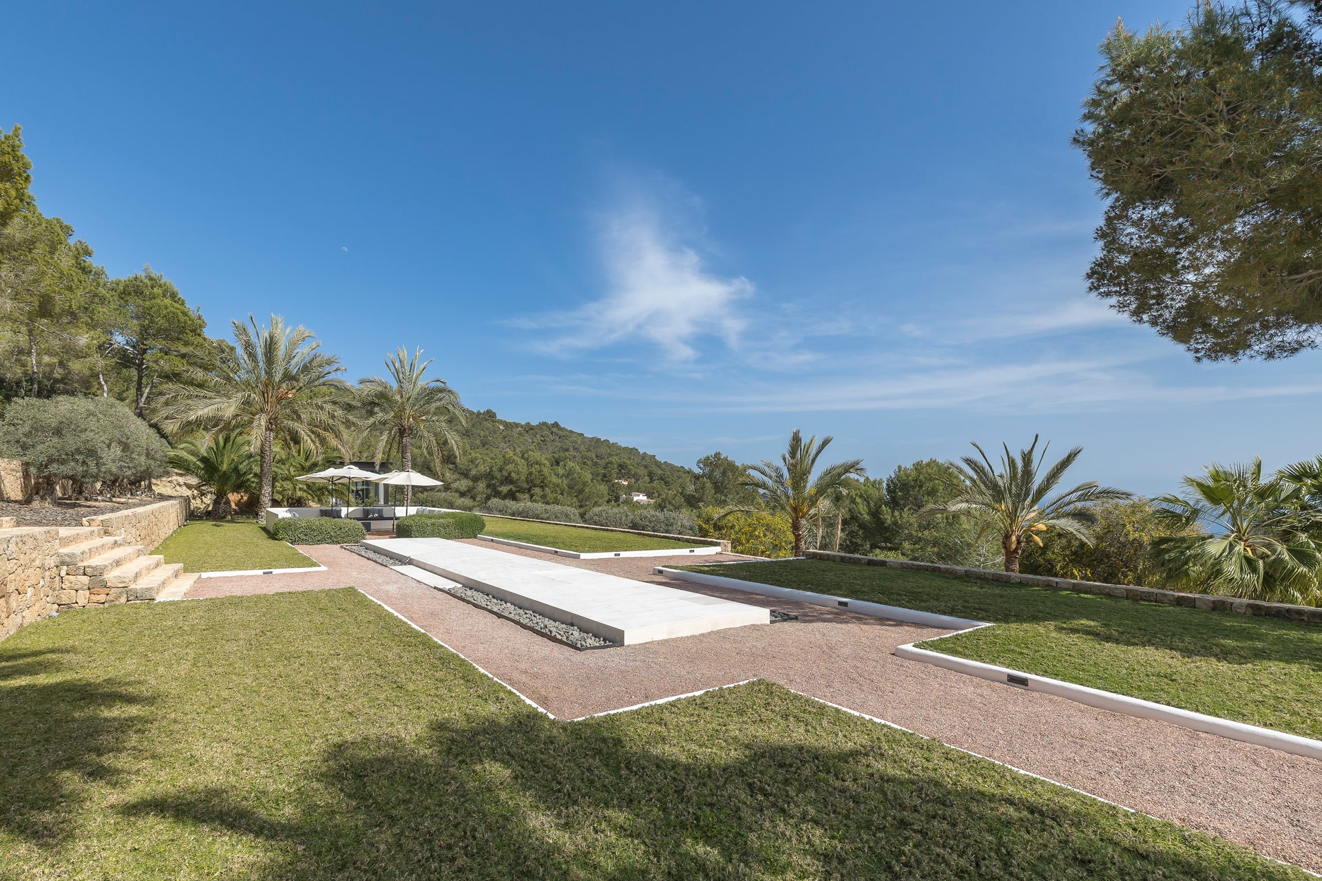 Catwalk at the exclusive luxury villa in Ibiza—private VIP estate property holiday retreat for weddings and events.