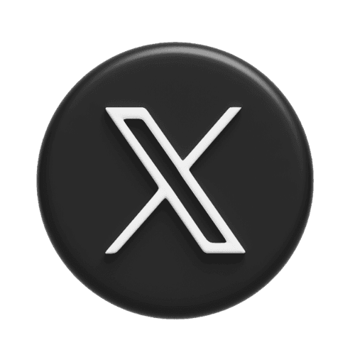 A sleek, black circular logo featuring a white stylized "X" in the center, set against a transparent background.