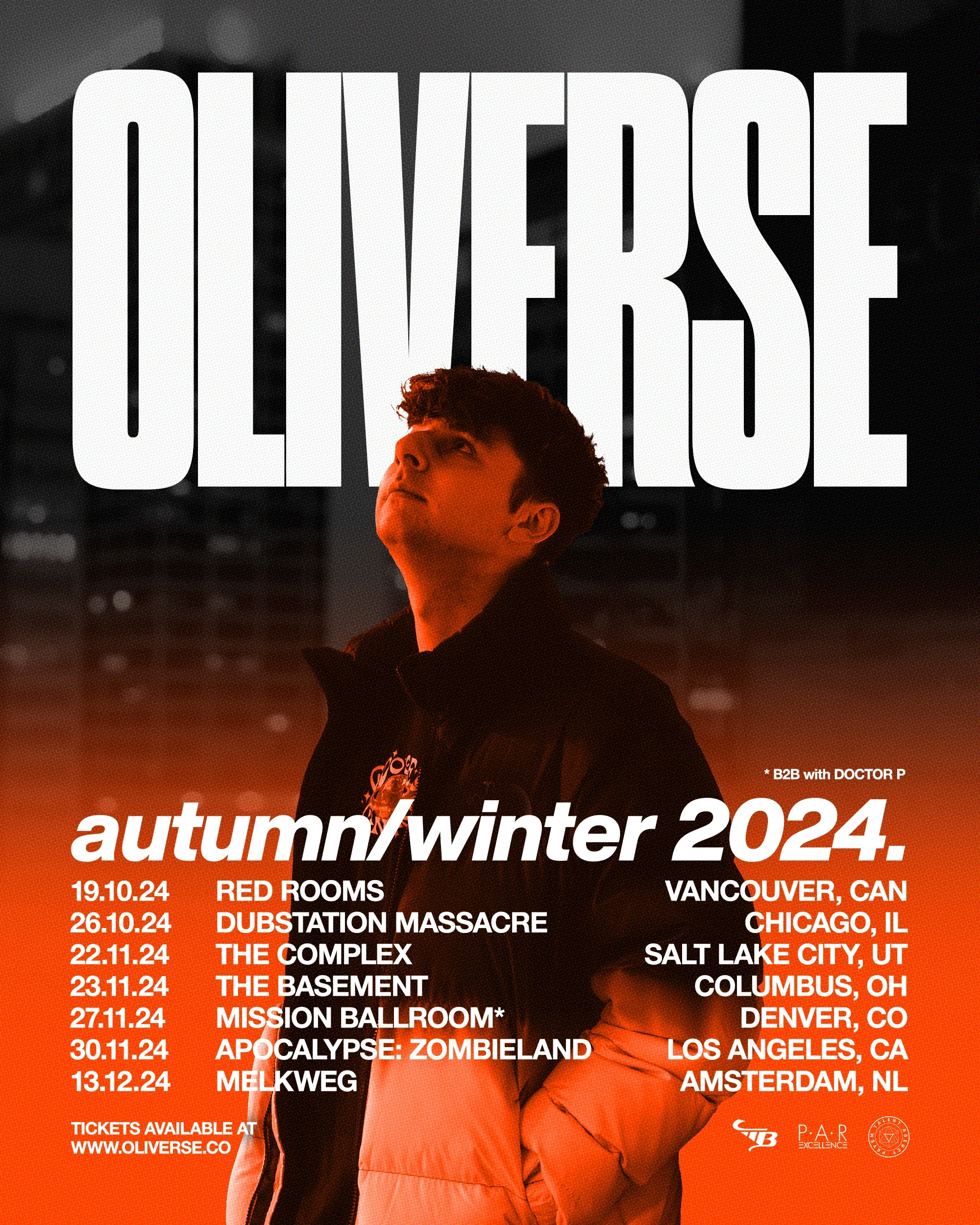 Abstract streaks of orange and blue light