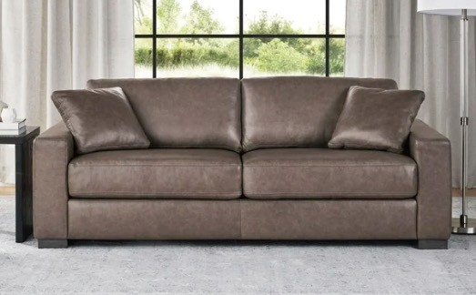 members mark harrison collection leather sofa mushroom