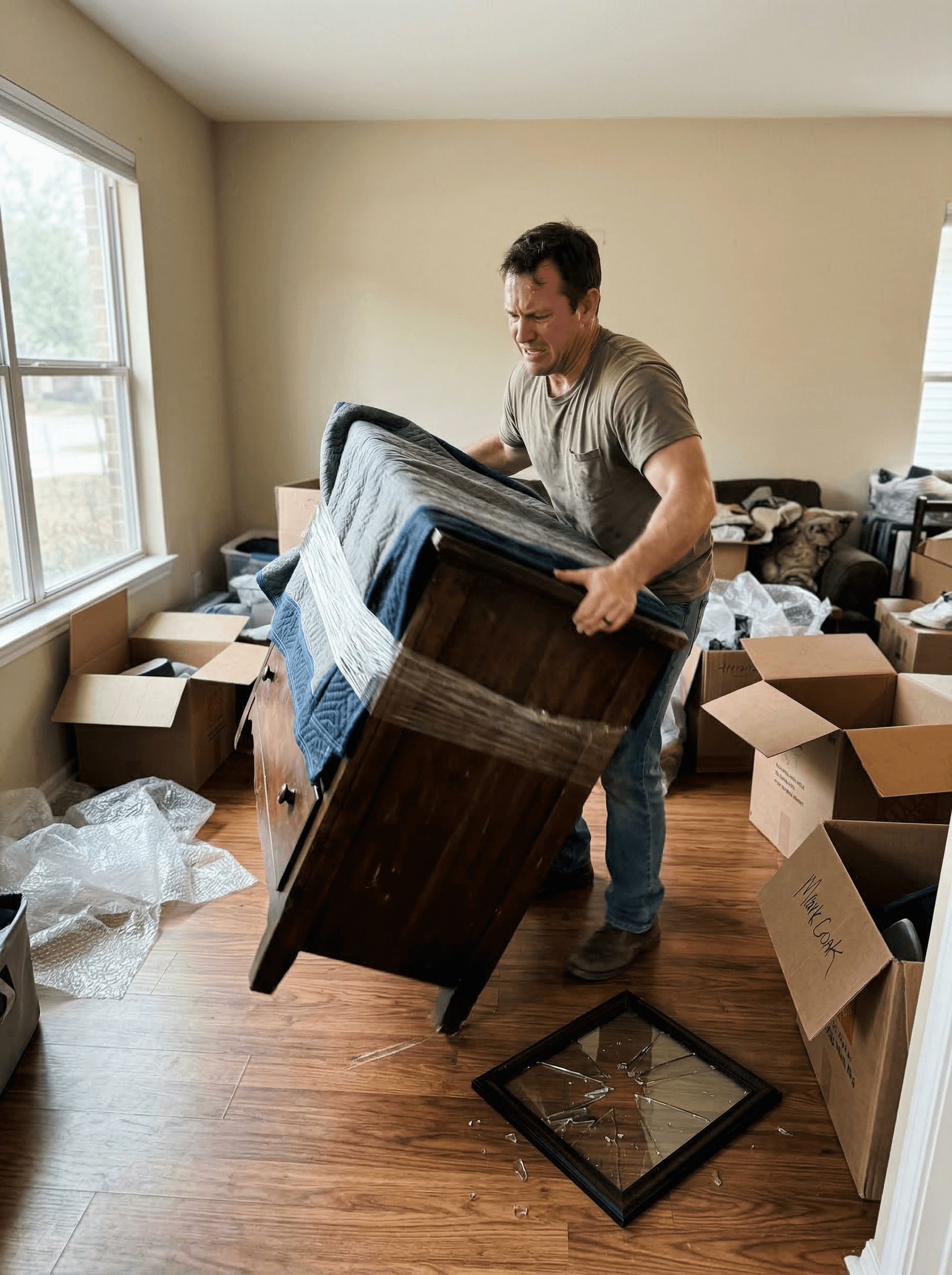 damaged furniture caused by poor moving practices in Austin TX