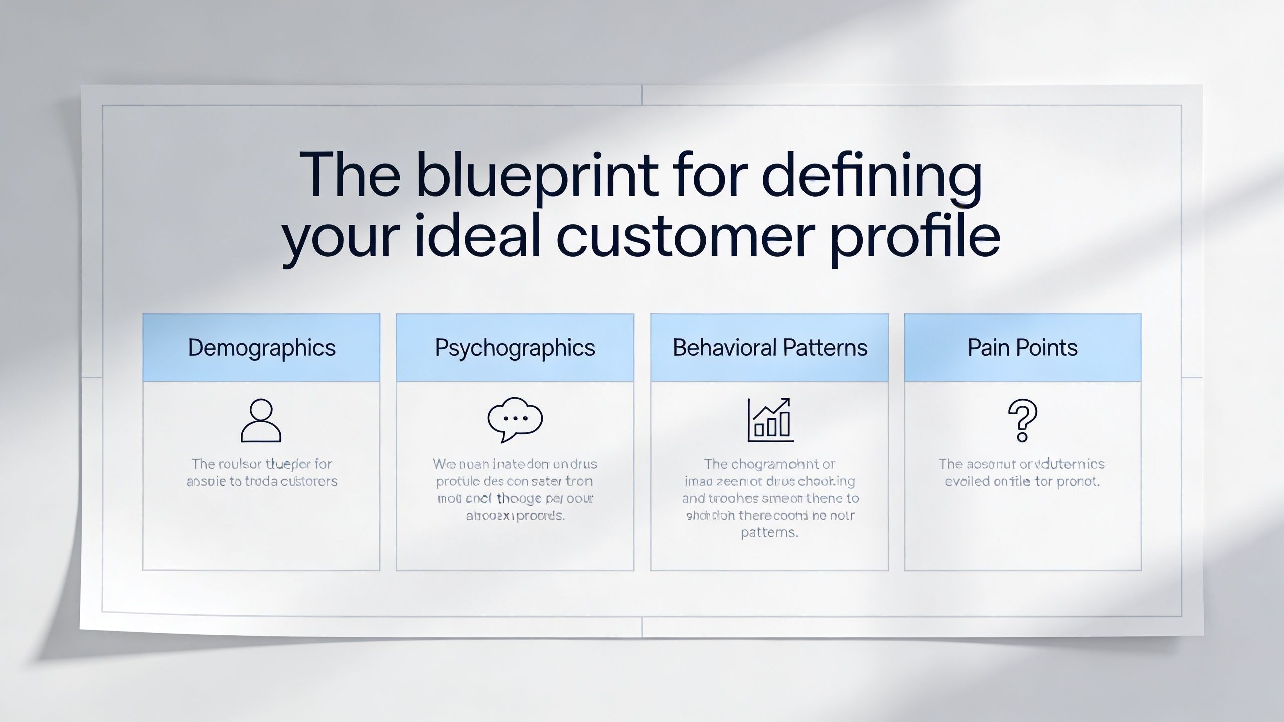 A slide titled The blueprint for defining your ideal customer profile showing four key business categories.