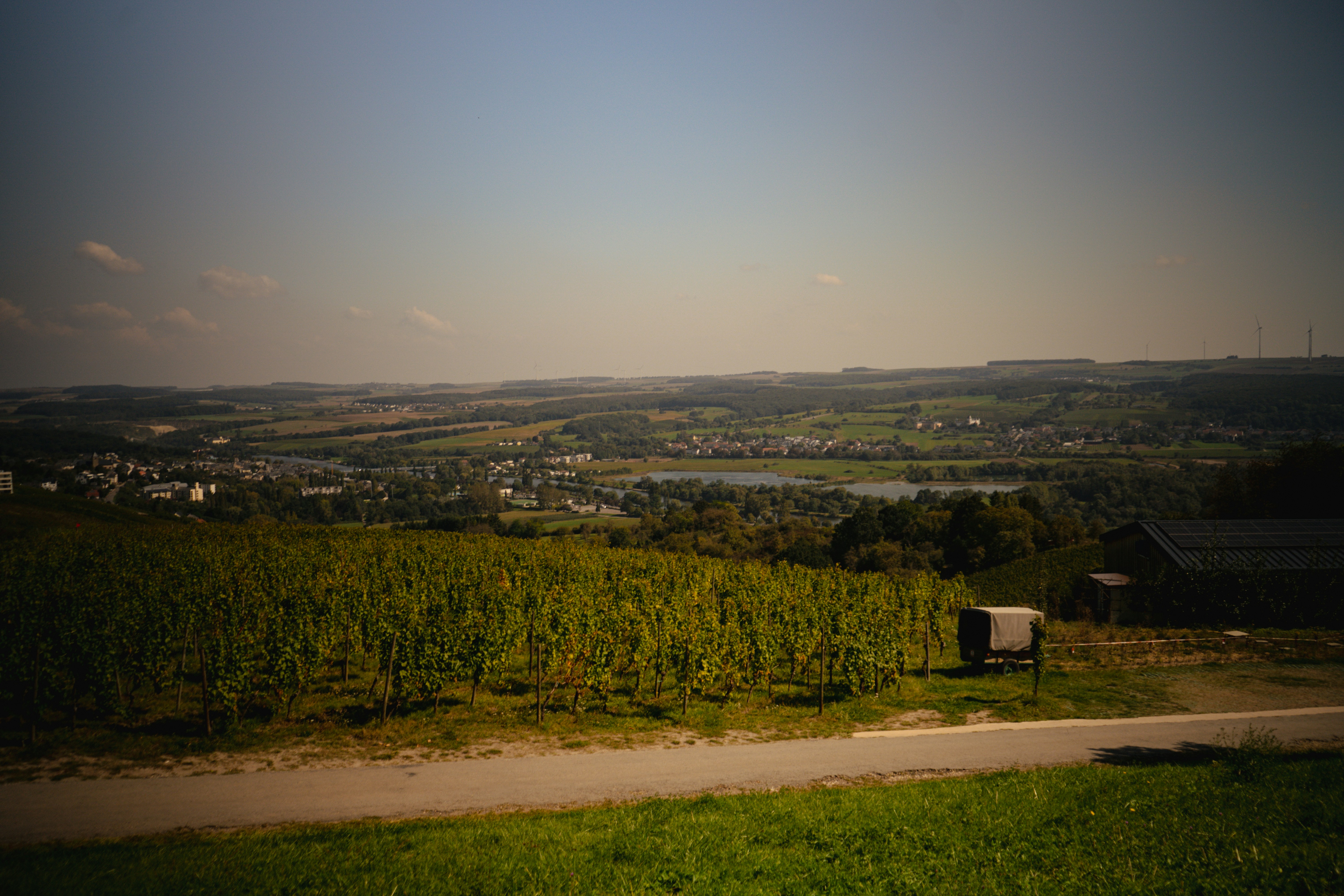 A view of the countryside from a hill