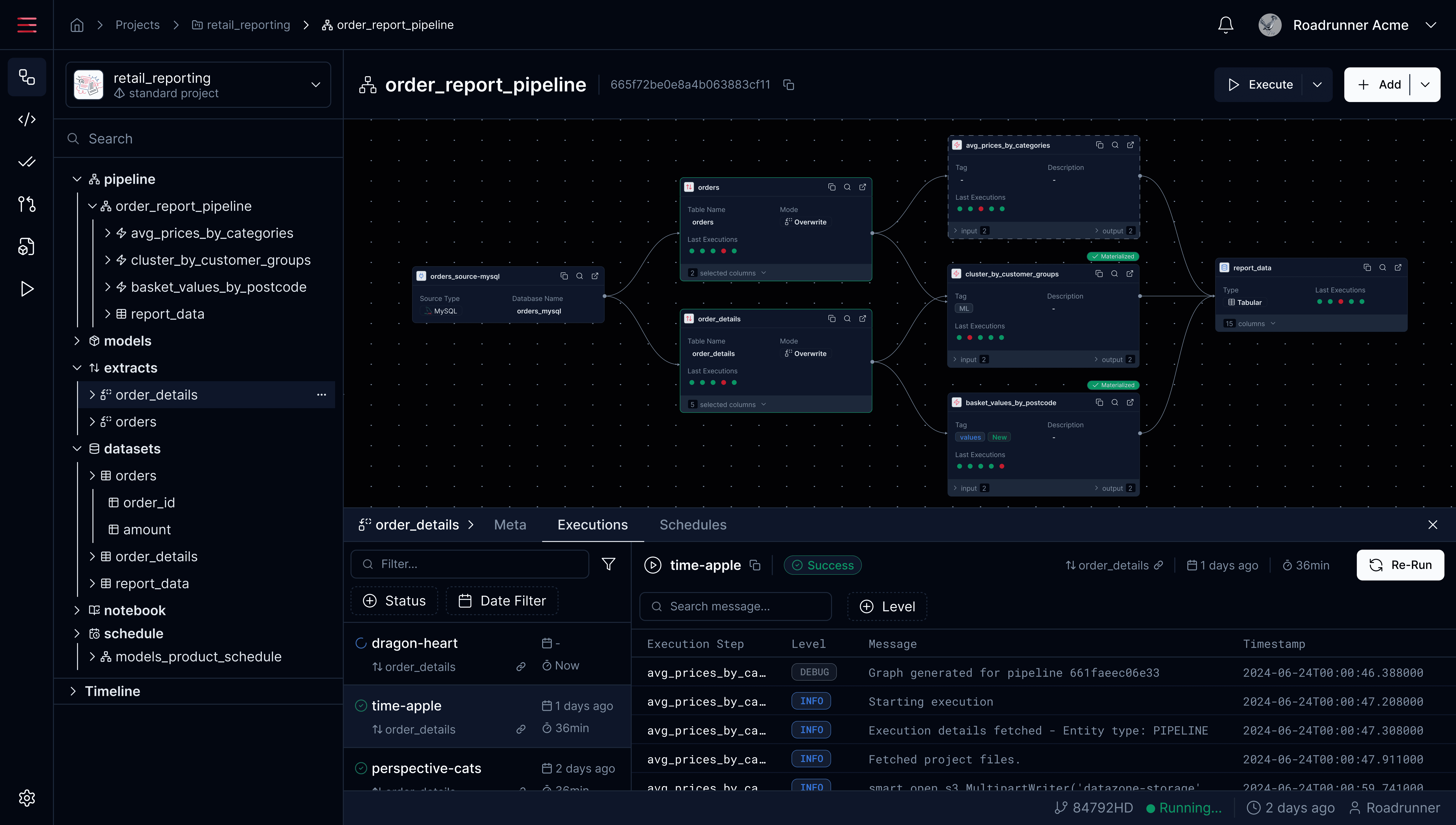 A preview of the Database web app