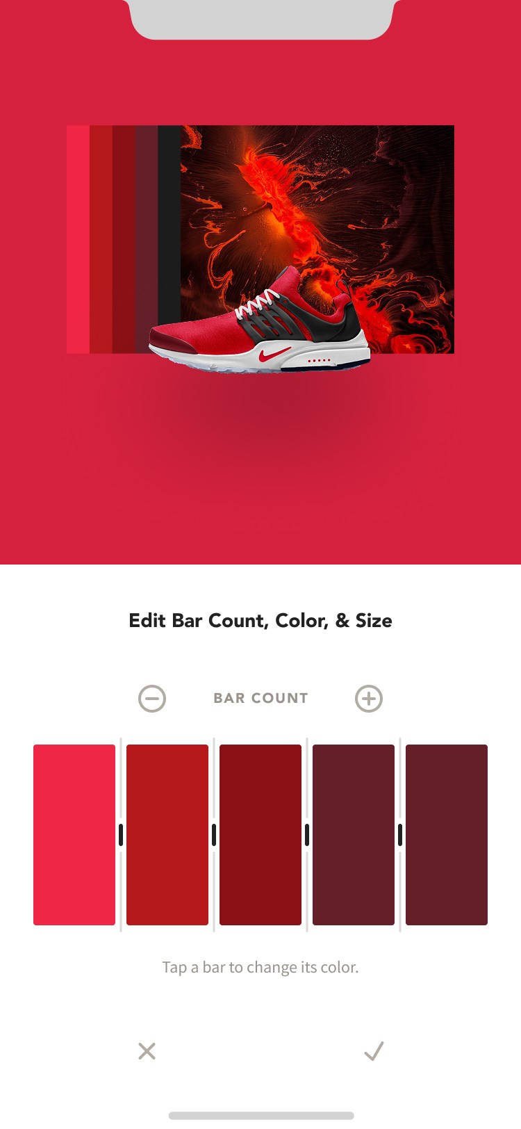Editing the color bars for your sneaker collage.