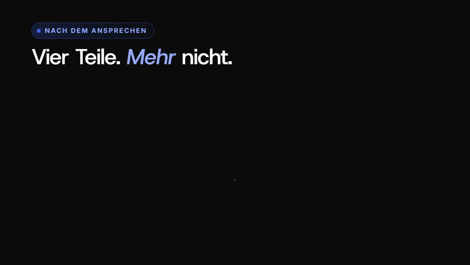 Animation: Mindmap: Die erste Nachricht nach dem Ansprechen besteht aus vier Teilen: kurz grüßen, Namen nennen, Bezug herstellen, leicht bleiben