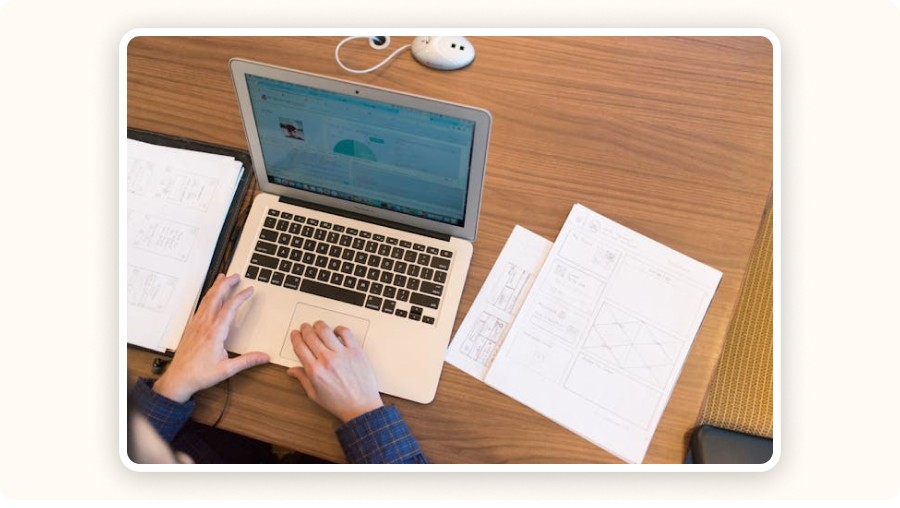 user working on a laptop