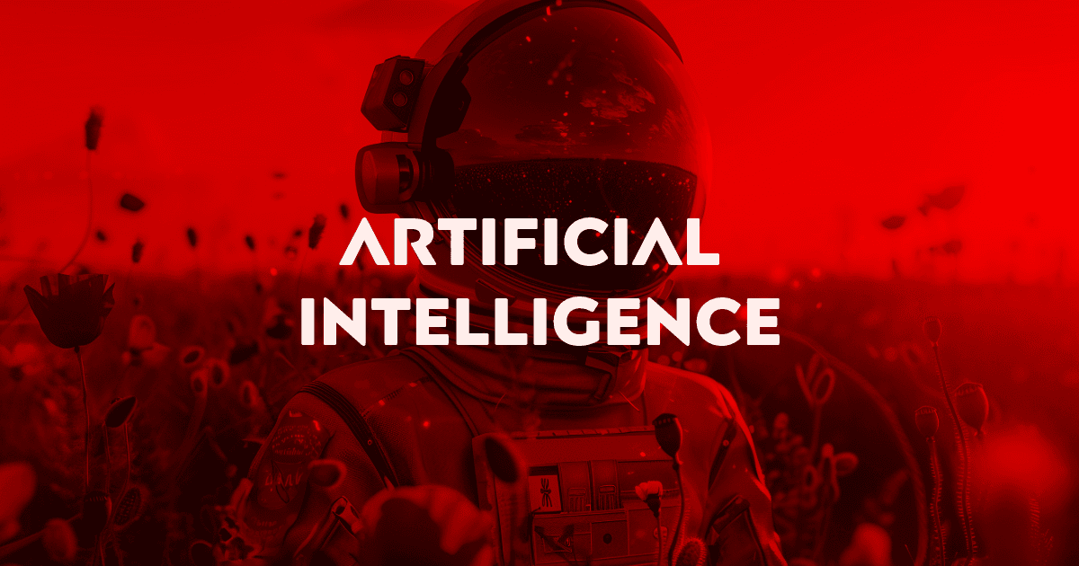 An Astronaut walking through some flower fields in LAGOM Network Colors with artificial Intelligence as text