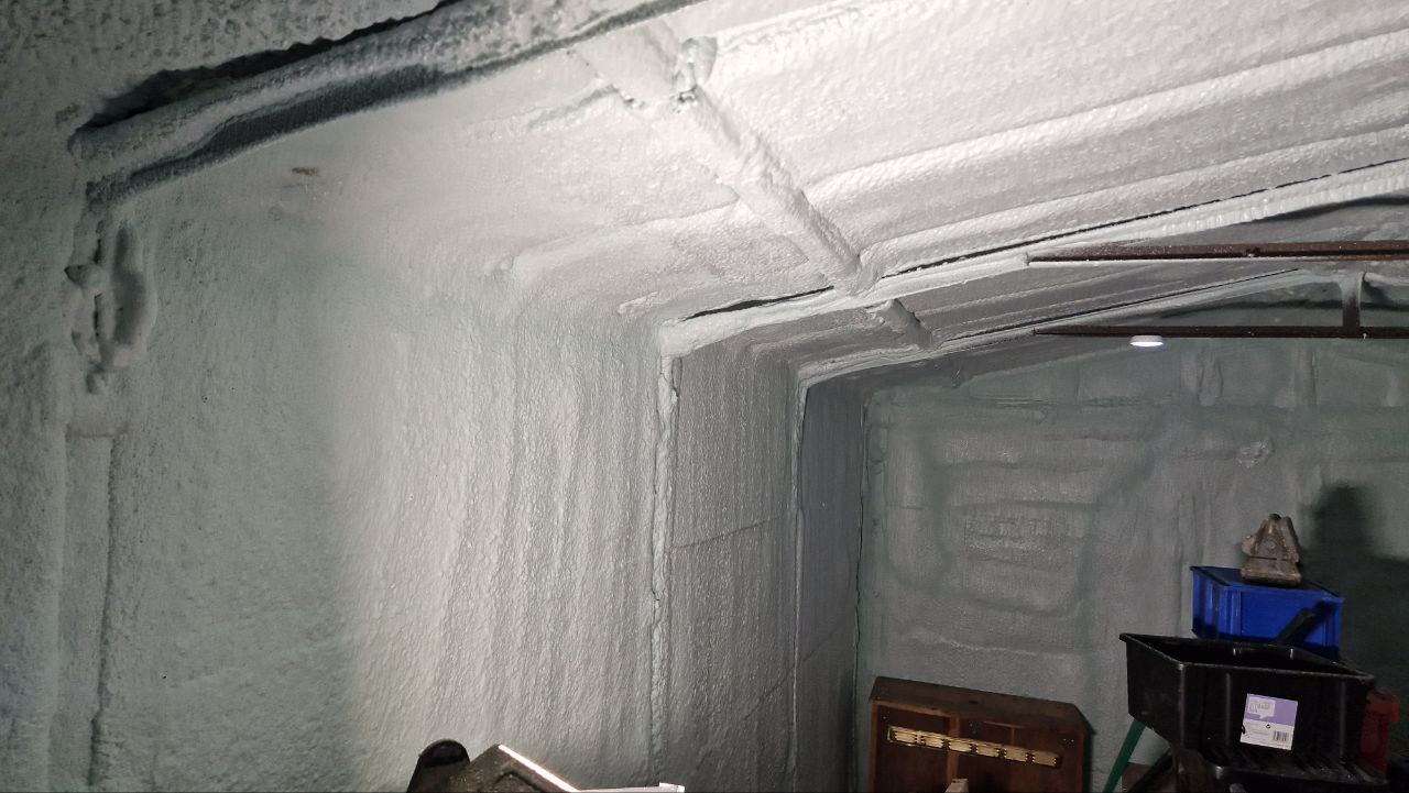 concrete garage insulated using spray foam