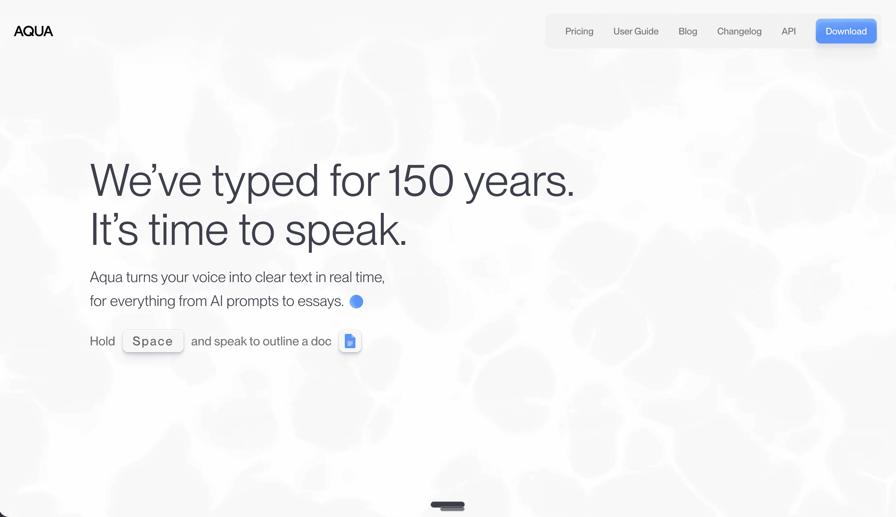 Aqua Voice Hero Section