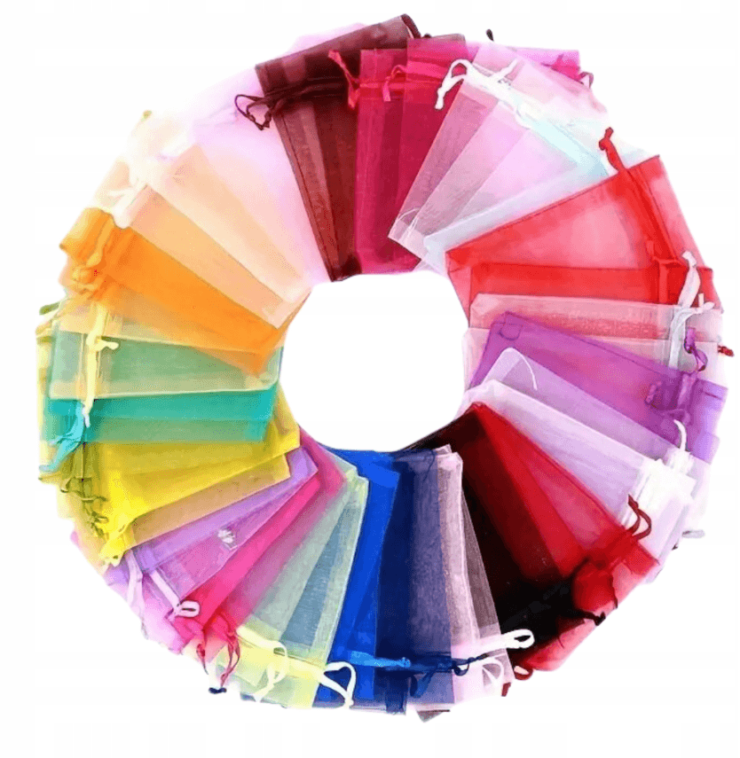 woreczki z organzy mix kolorów