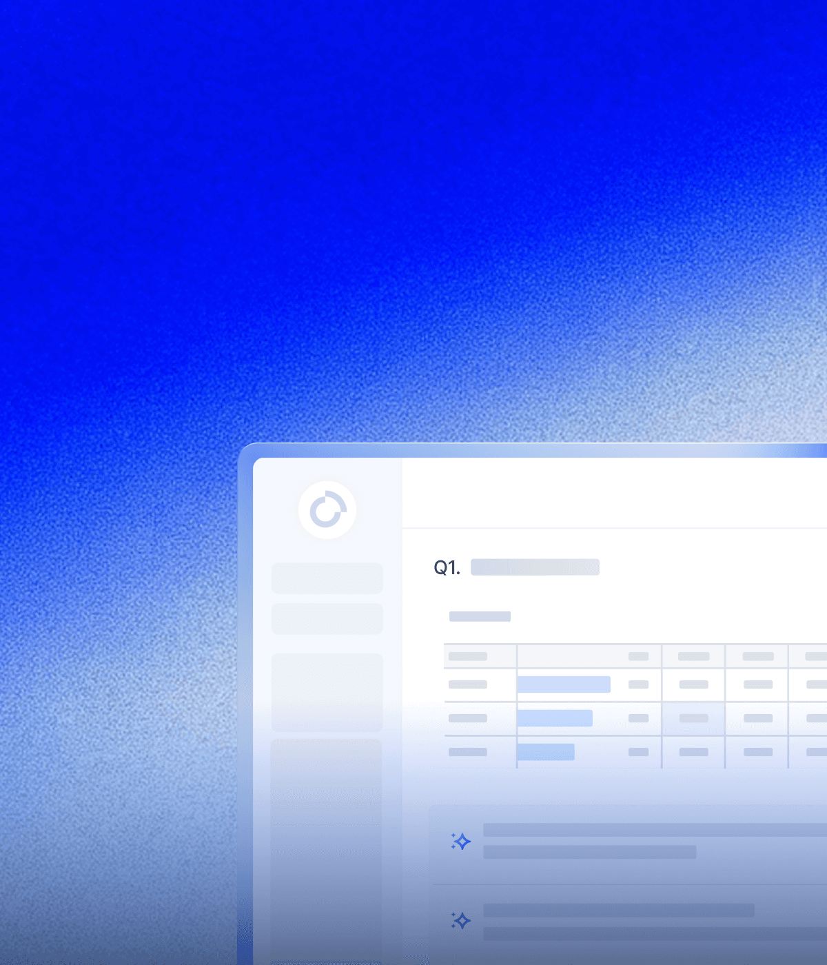 A blurred blue background with a white box containing text and data tables.