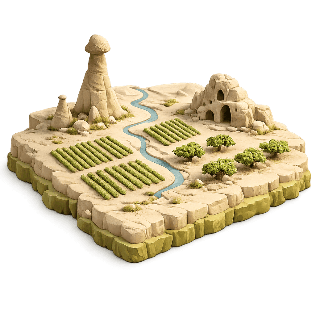 Artistic illustration of the Central Anatolia wine region.