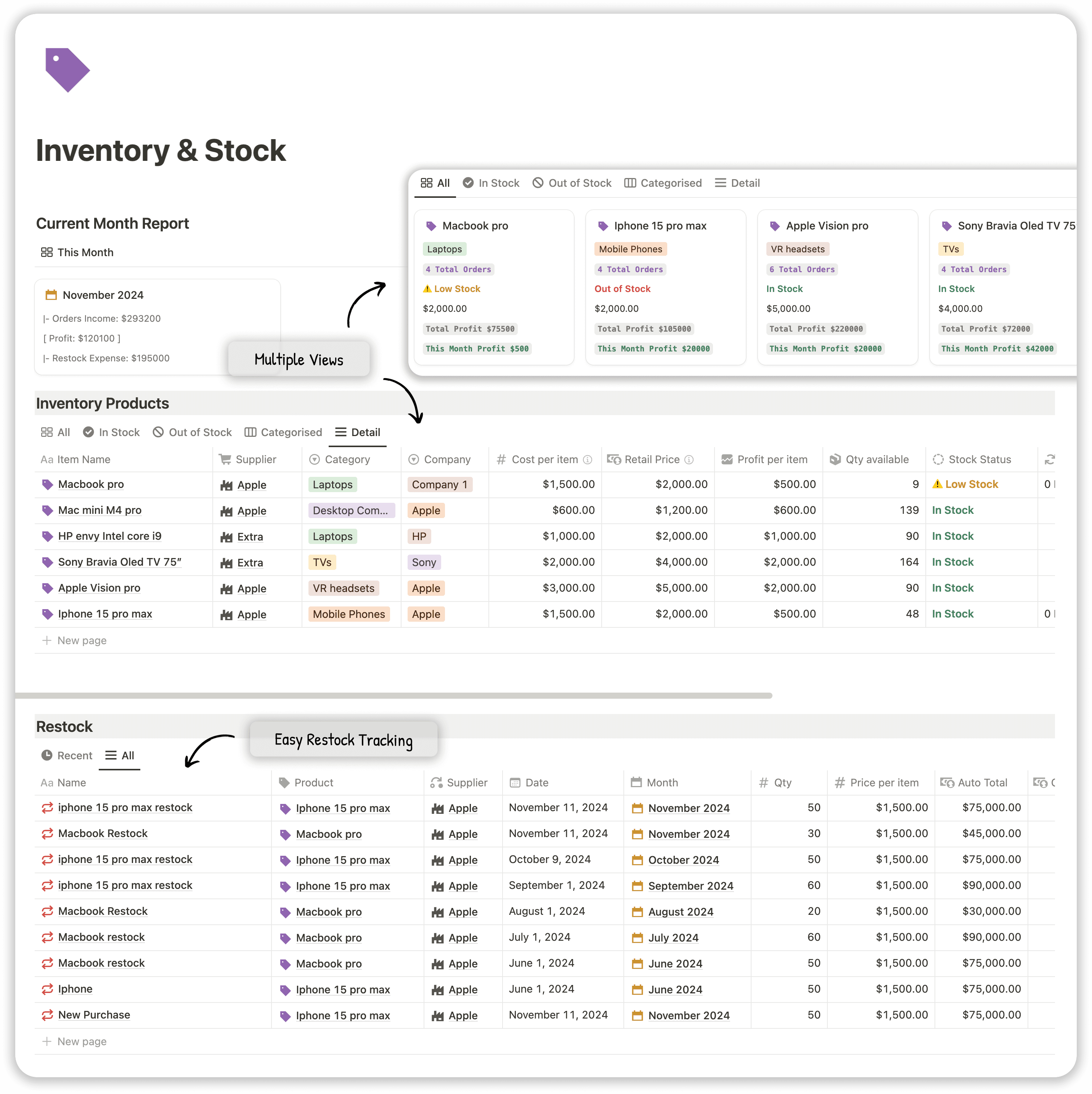 Inventory Management - Commerce Business OS Notion Template