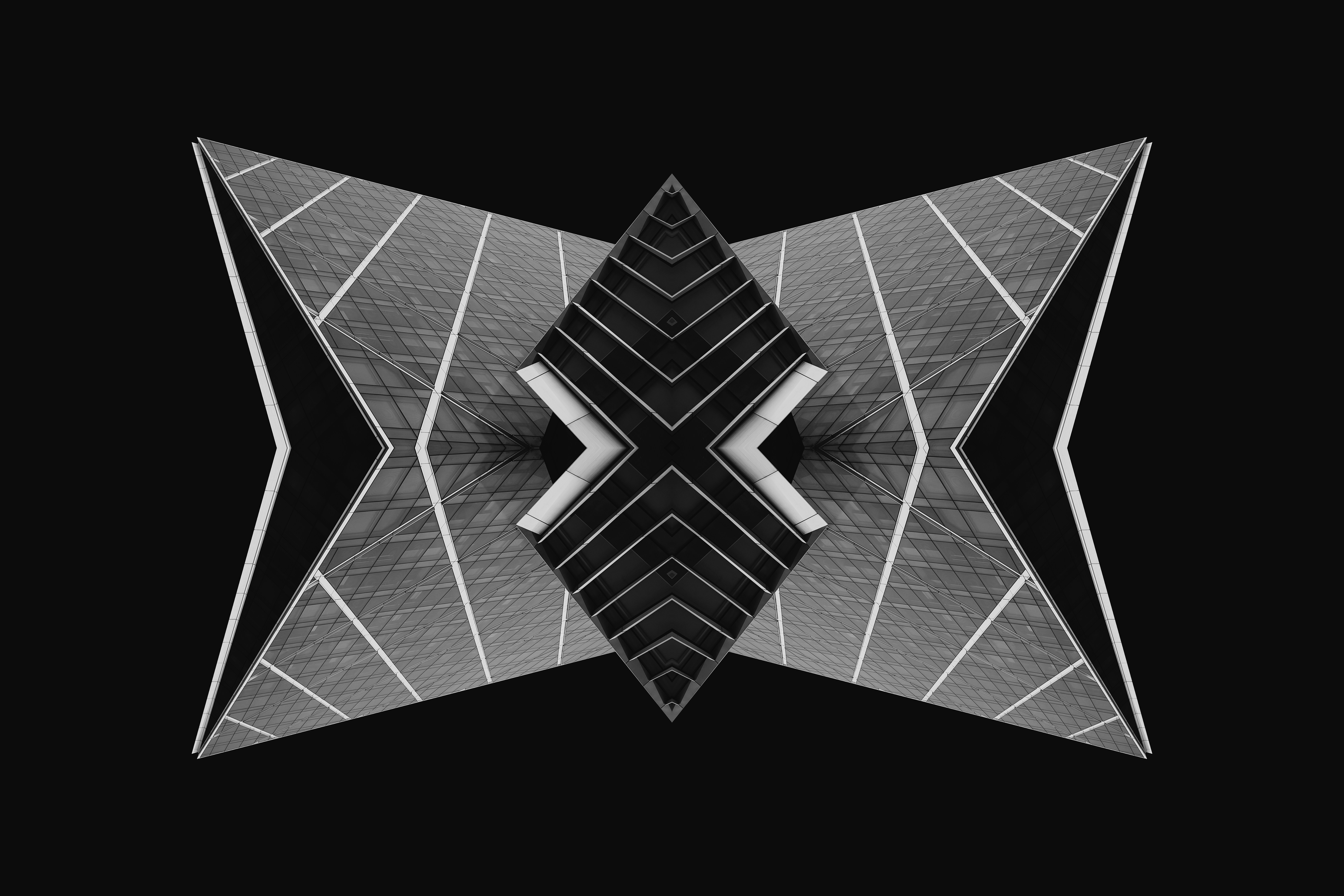 Symmetrical geometric pattern on a dark background