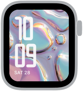 liquid chrome pastels Apple Watch face preview 3 featuring abstract, gradient, and spring.