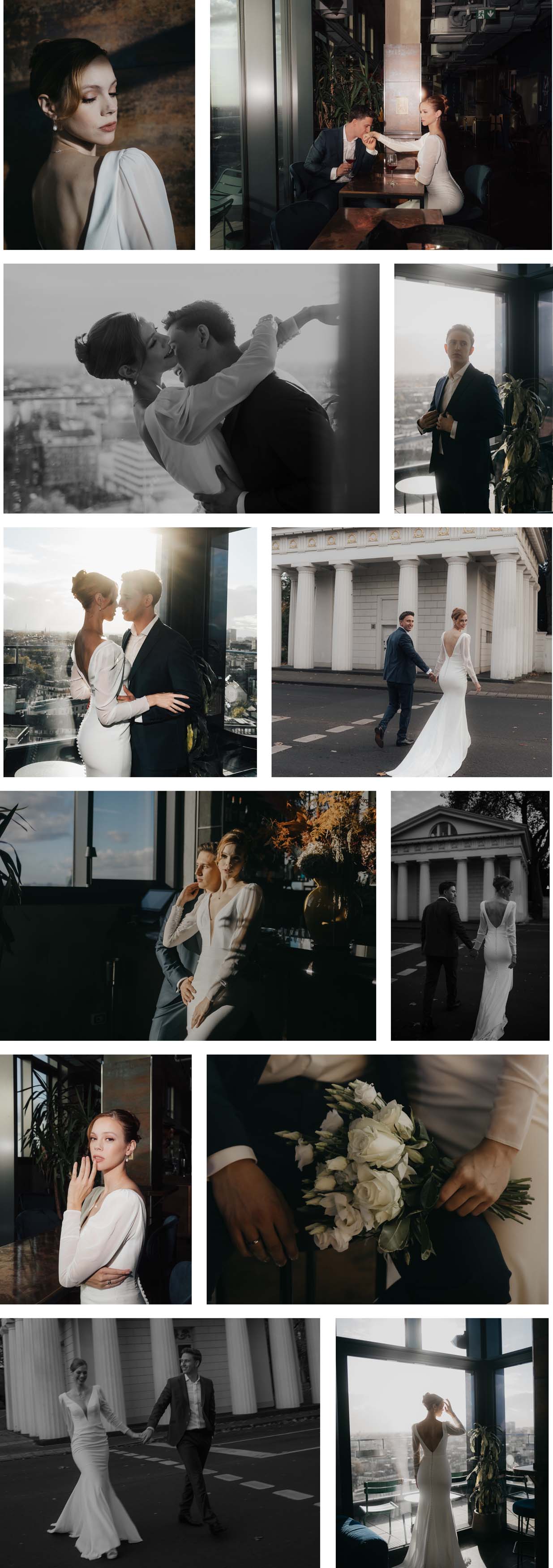 Collage einer Stadthochzeit in einem Düsseldorfer Hotel mit City Vibes.