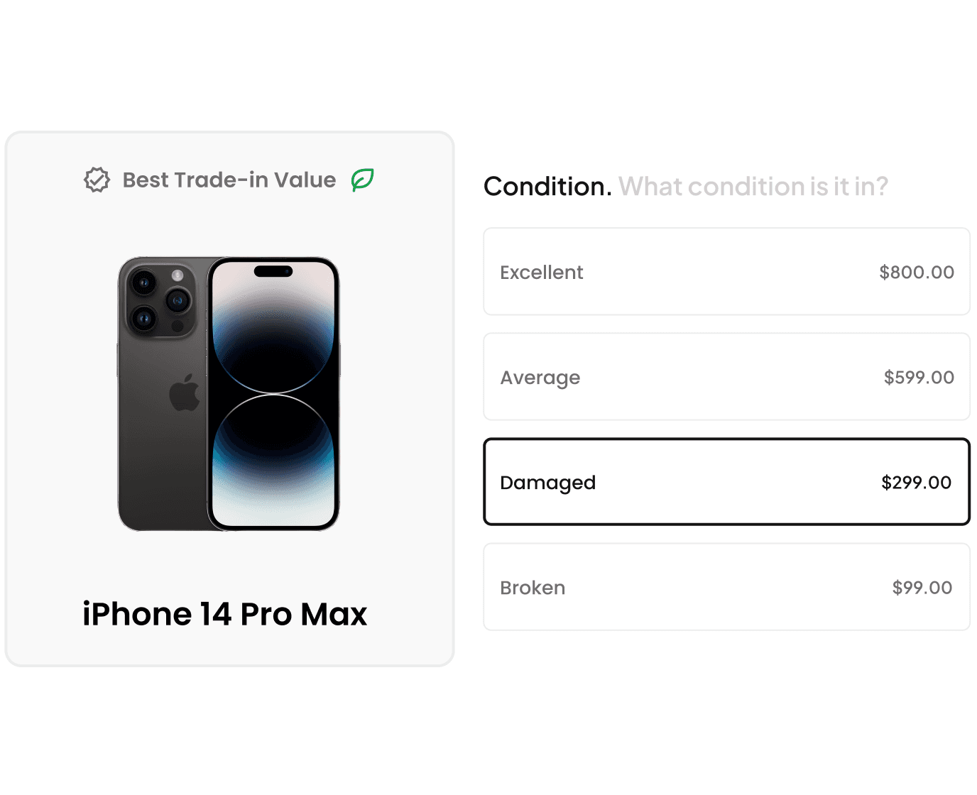 Trade In - Real Time valuations