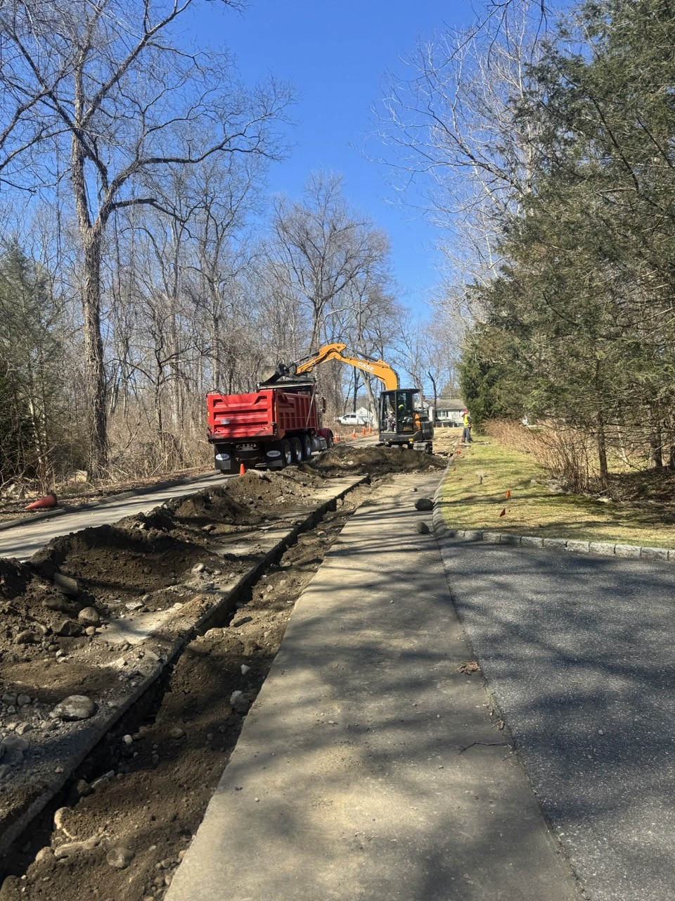 Full-depth road reclamation in progress, by A&M Construction Enterprises