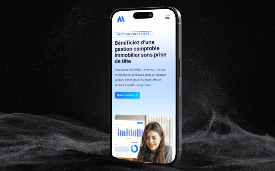 Un mockup mobile d'une page du site Manerty, réalisé sur Framer
