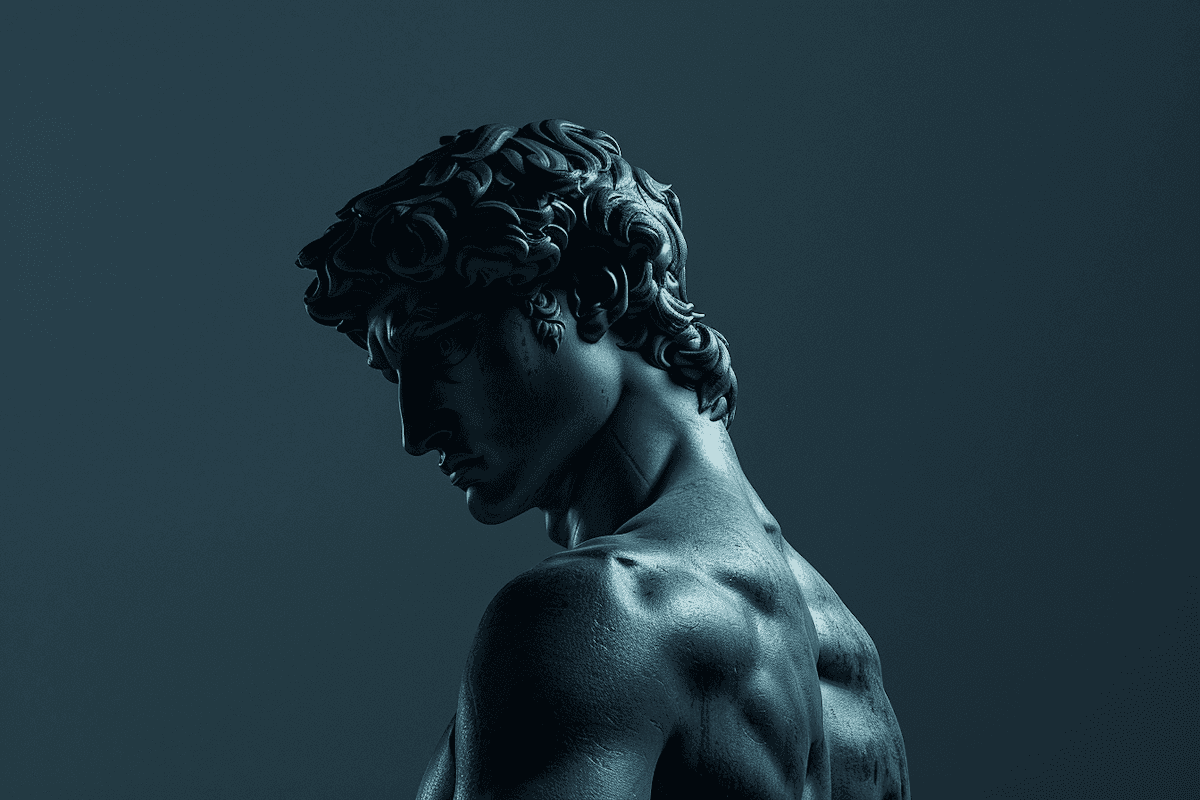 Abstract wavy lines in purple and orange gradient.