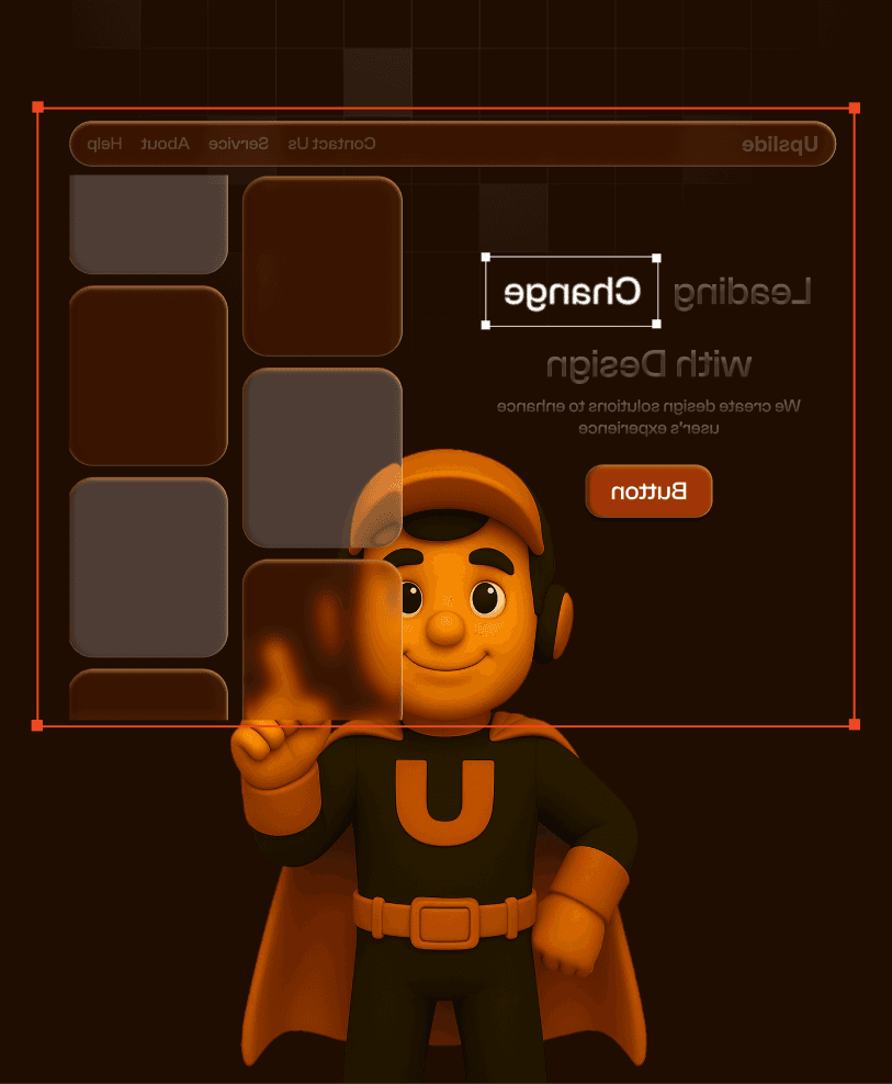 Mascot going through wireframes