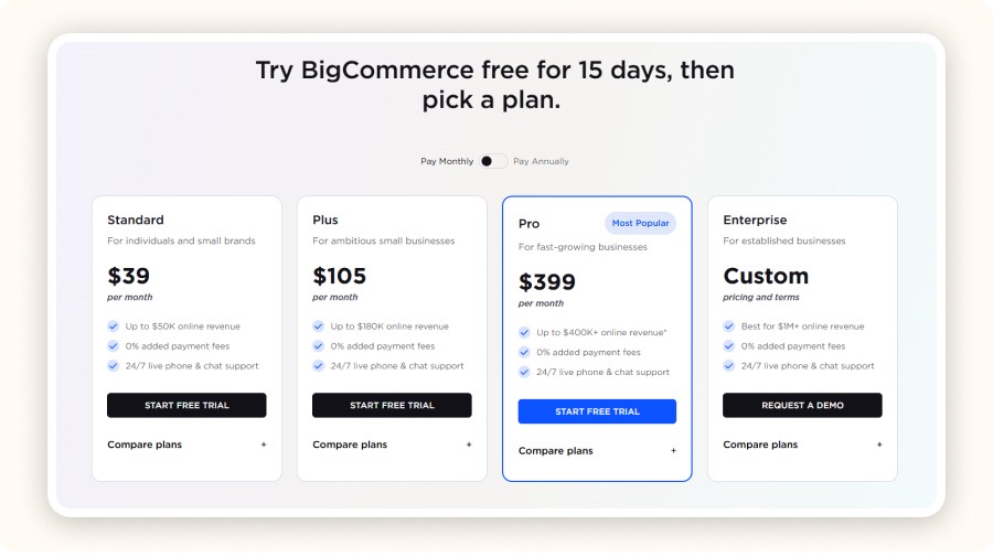 BigCommerce pricing plans
