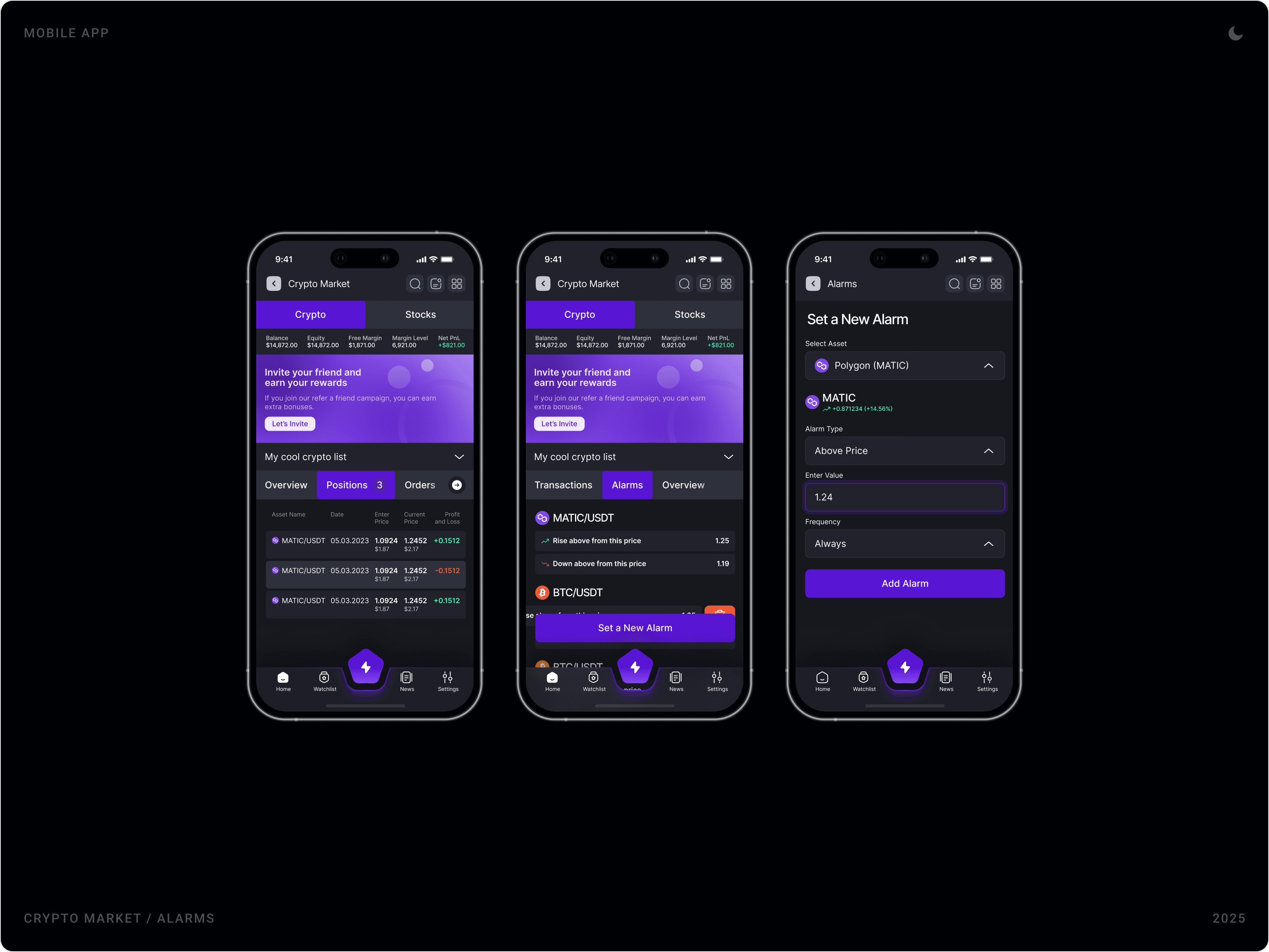 Modern Alarm Tab Interface Screen Design