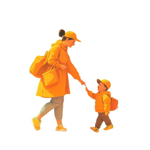 illustration d'une tatie avec un enfant gardé