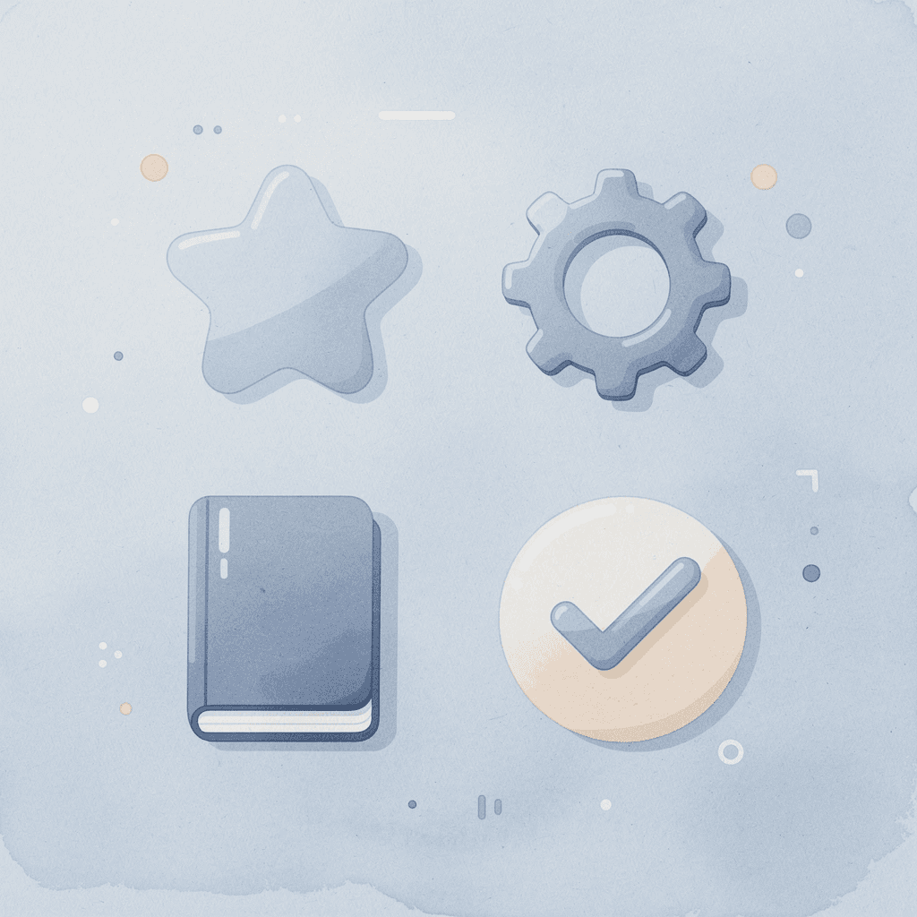 Four icons representing play, exploration, hands-on discovery, and structured learning