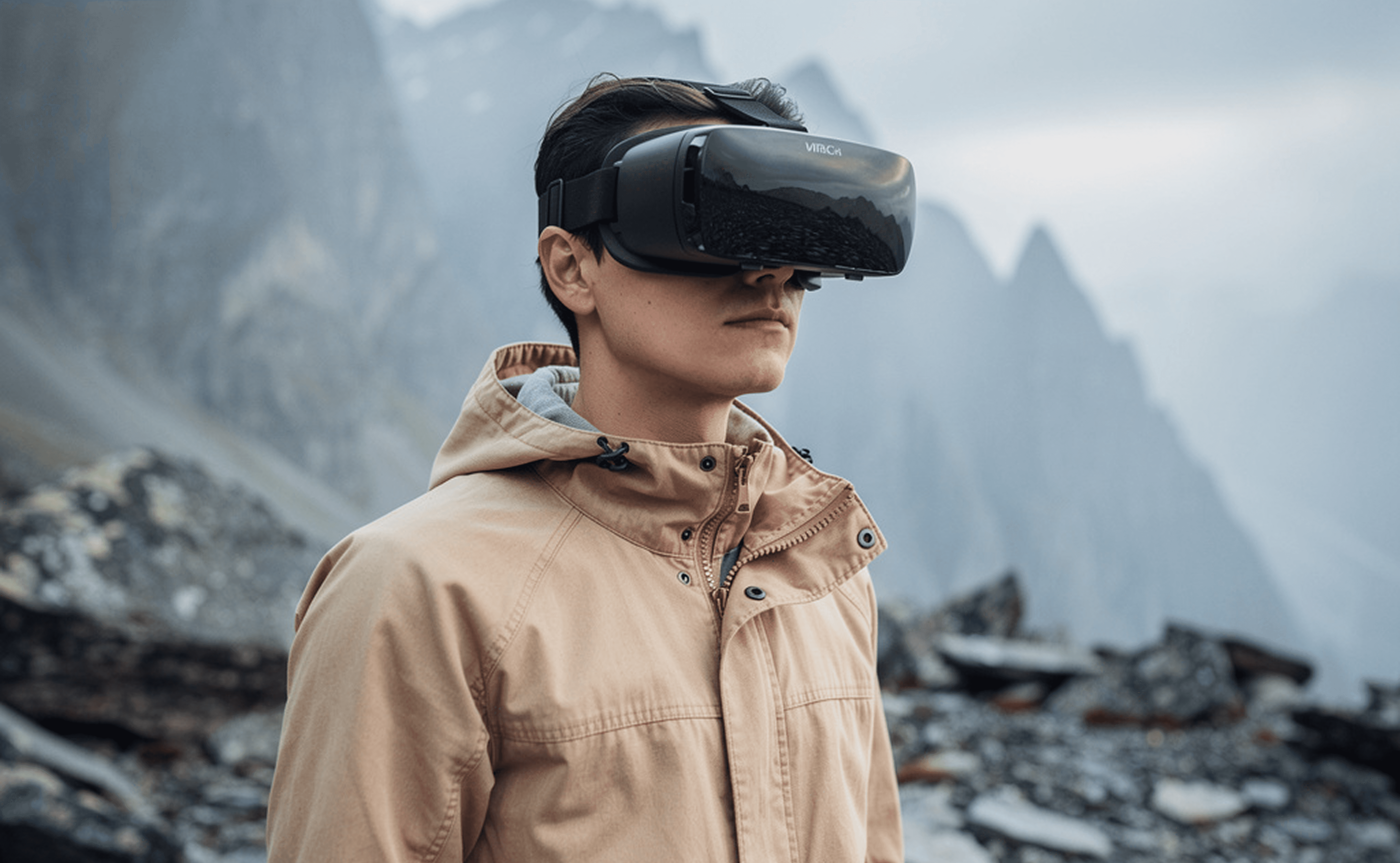 Young boyin green sweater asks a question into a conference mic.