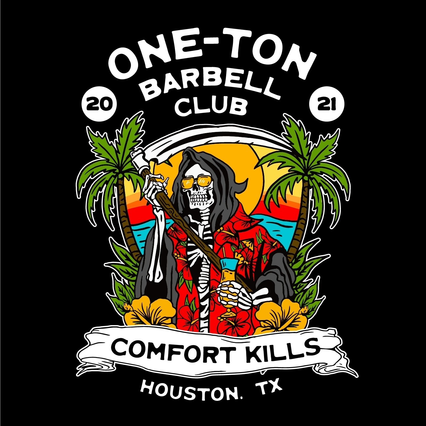 One-Ton Barbell Club Shirt Design Reaper In Hawaian shirt