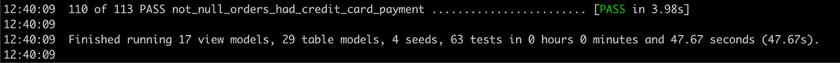 BigQuery running the same 113 models in 47.67s