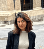 persona portrait image man with orange background and person's image on top