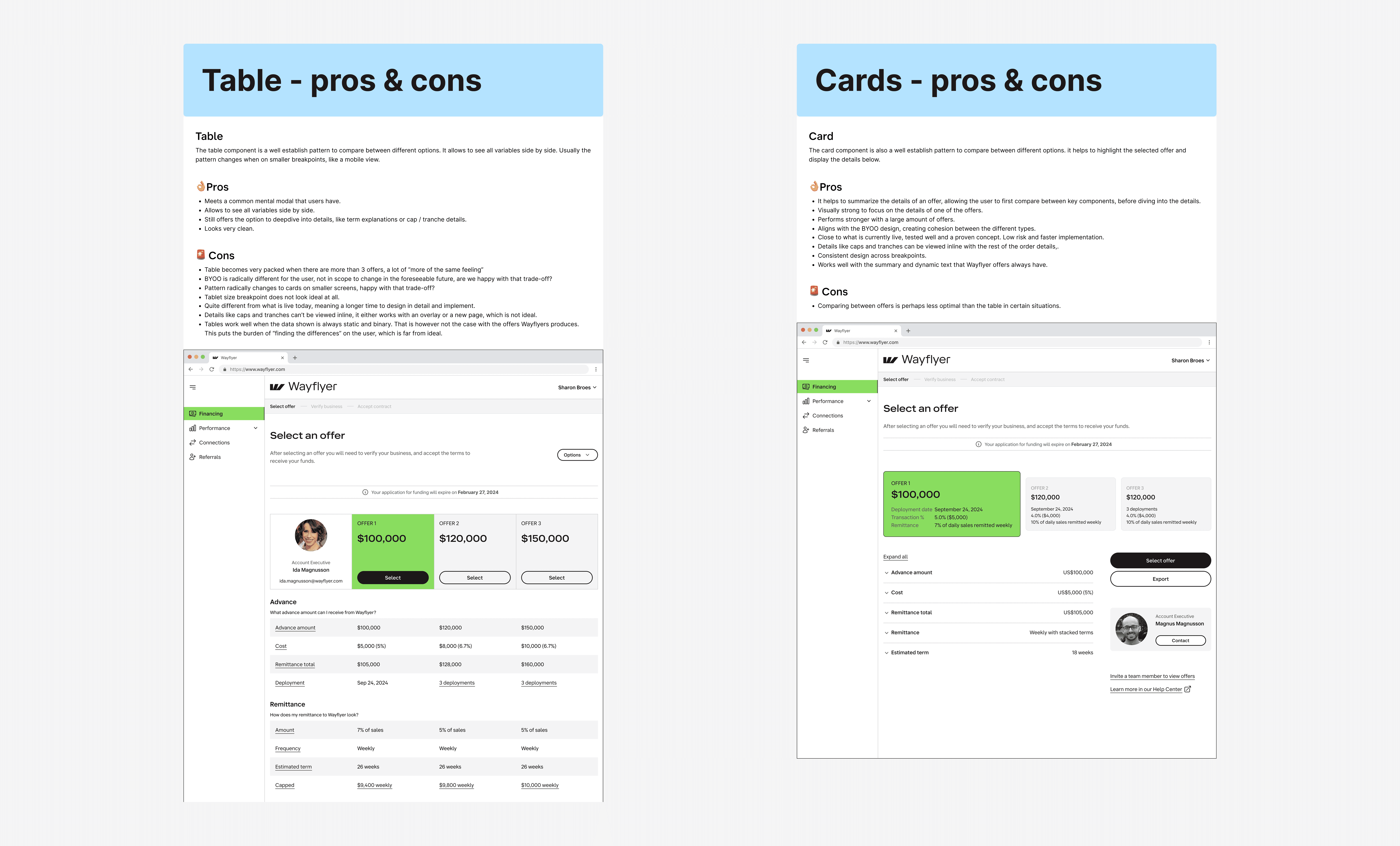 Pros and cons of tables