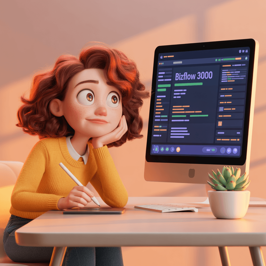 A talent recruiter with a soft smile working on her laptop in the office. The angle is on her face so we can't see what's is on the screen. She is wearing a blazer 