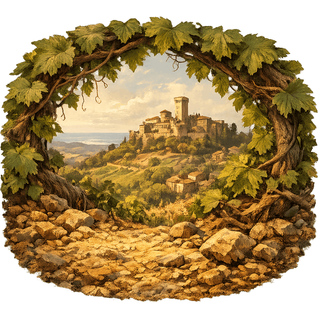 Detailed graphic of the Romagna wine region.