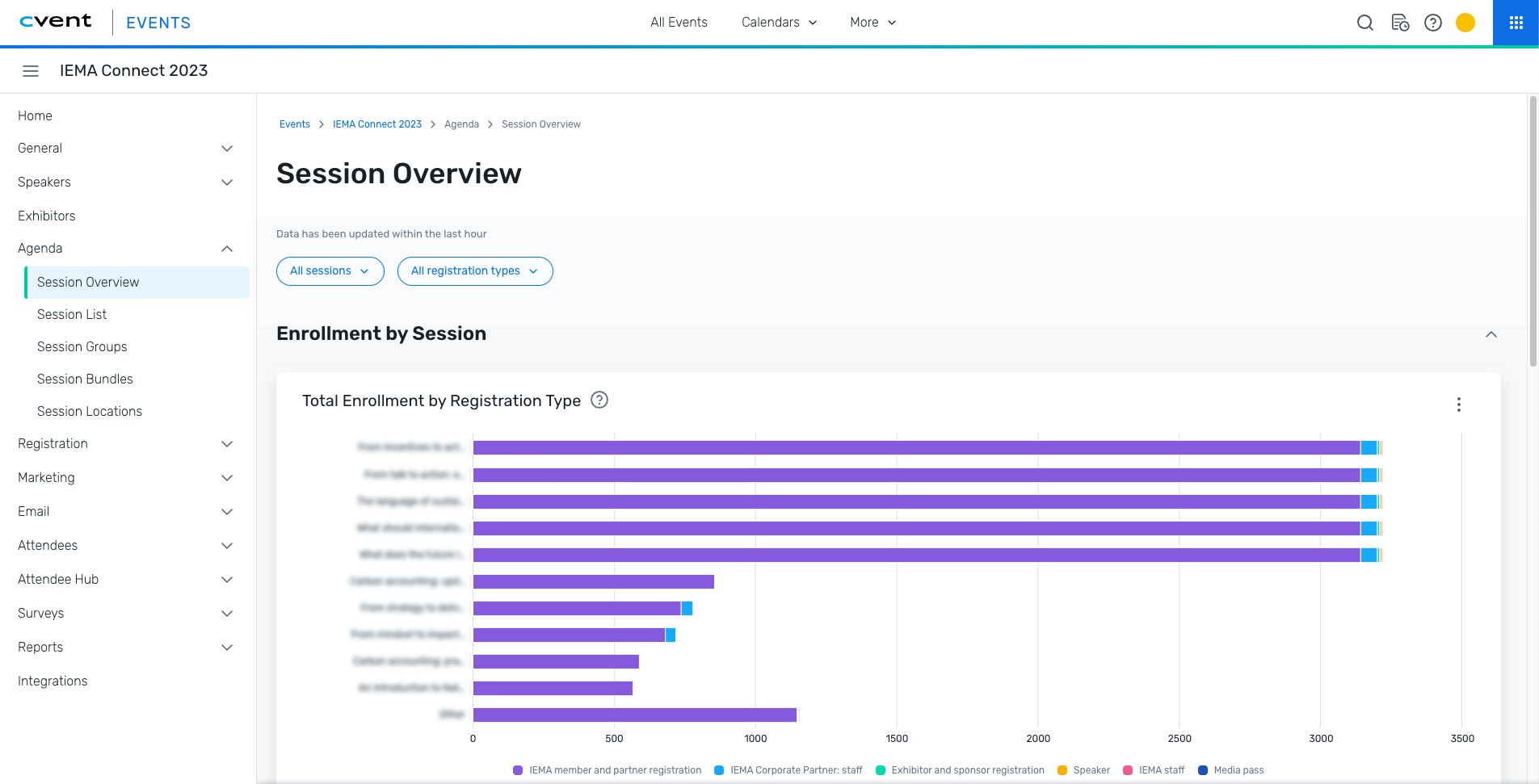 cvent hub event enrollment screen