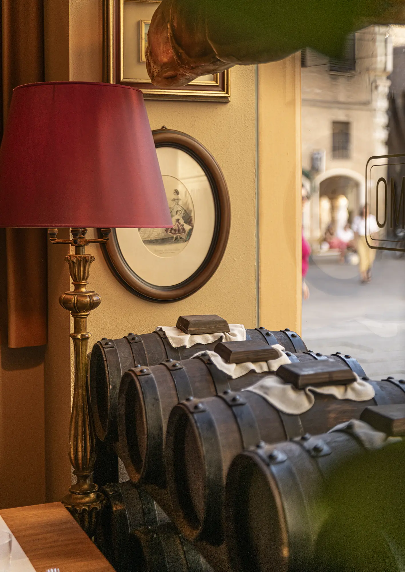 Interior detail of Enoteca Al Duomo restaurant in Modena