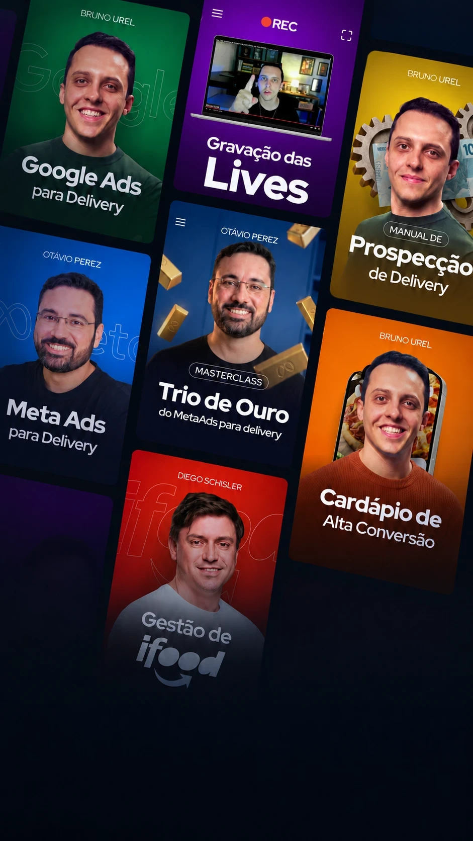Capas dos cursos da Assinatura do Clube DeliveryAds