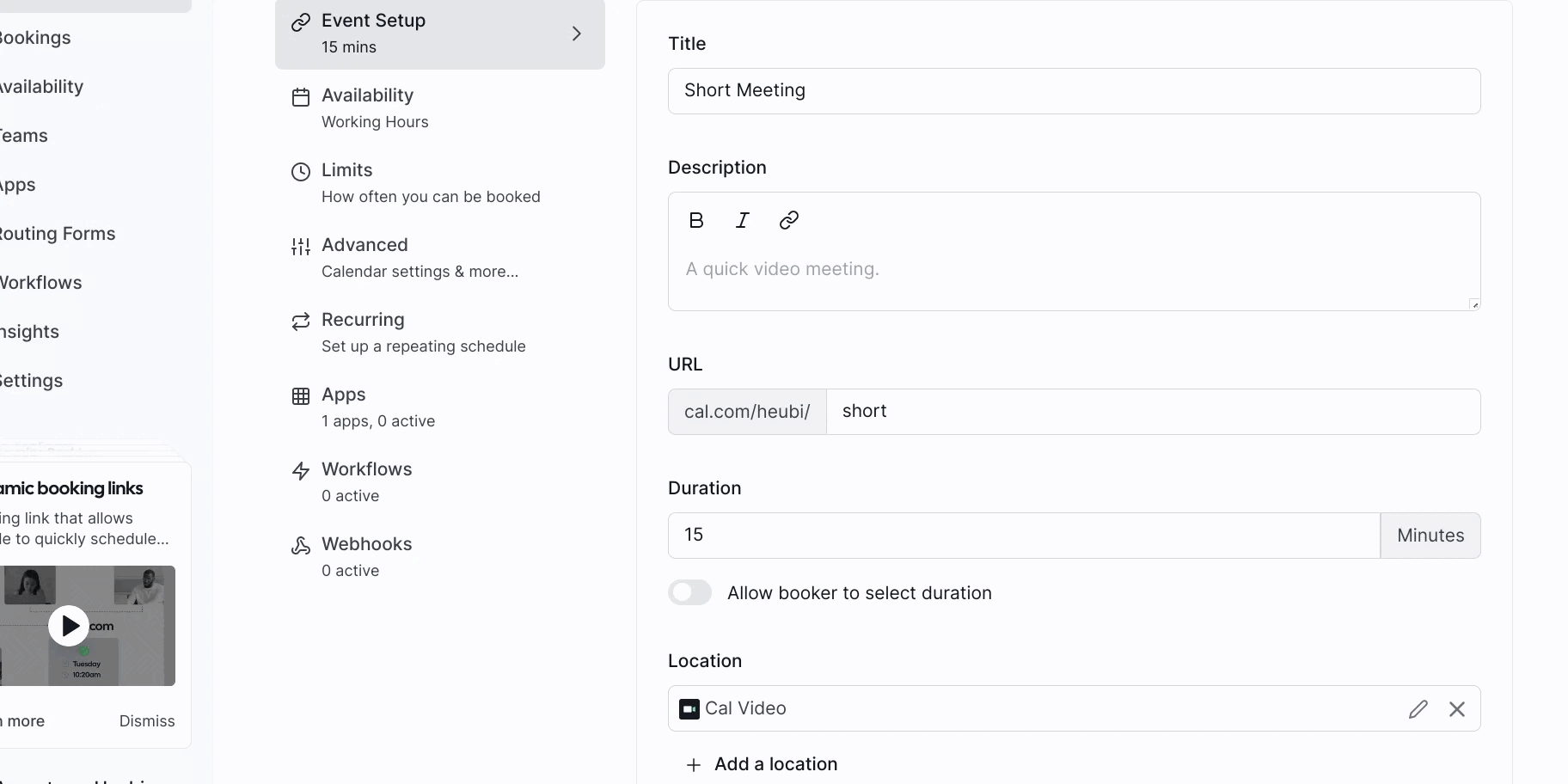 Adding multiple locations in Cal.com