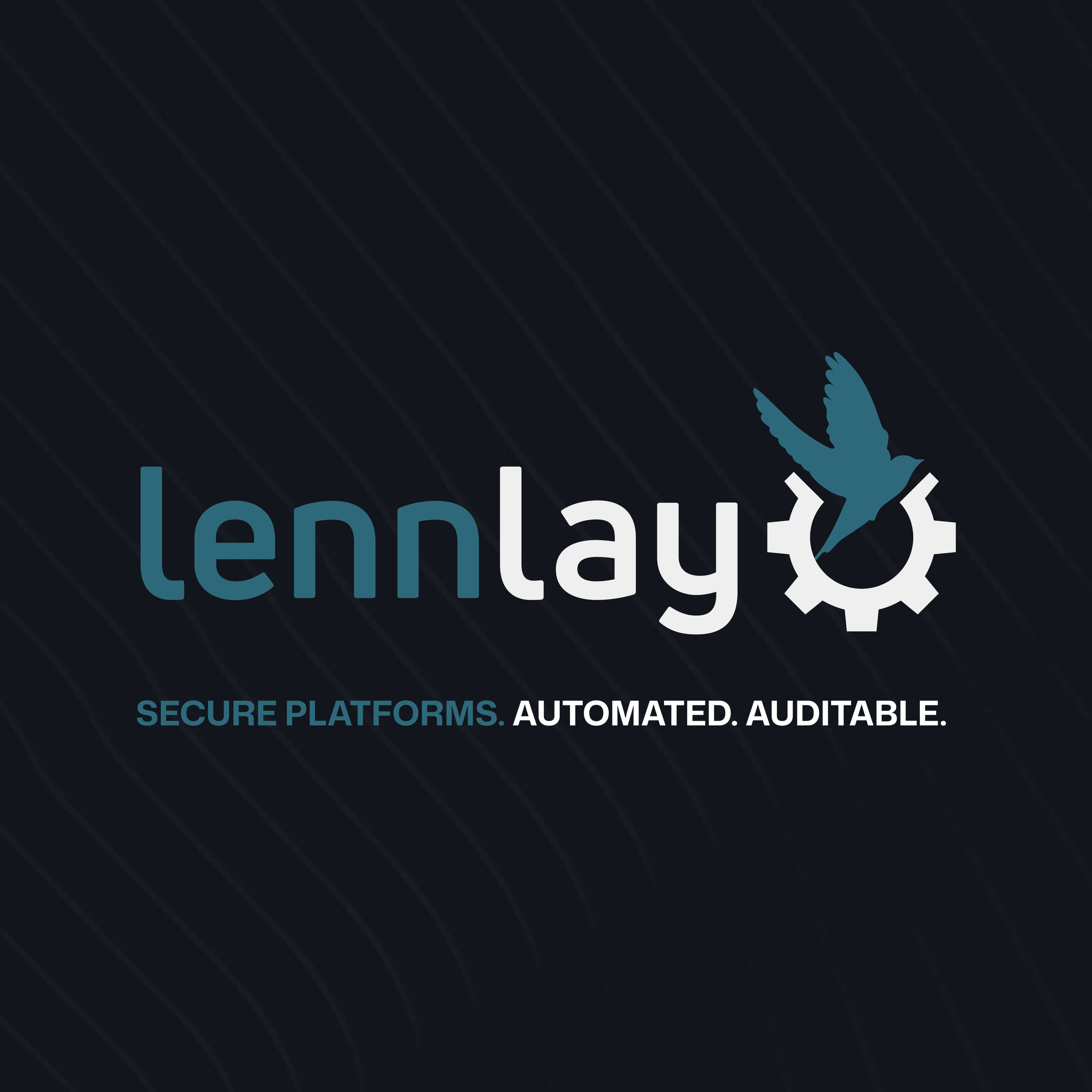 Lennlay logo with the slogan “Secure Platforms. Automated. Auditable.” as a symbol for secure platform architectures, automation, and auditable IT infrastructure in regulated enterprise environments.