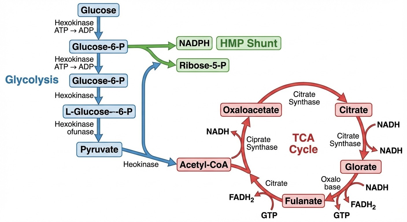 NEET PG biochemistry metabolic pathways - glycolysis TCA cycle HMP shunt
